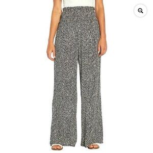 Three Dots Women’s Black & White Wide Leg Printed Palazzo Trousers